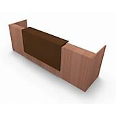 Balie Spezia, recht, B 3260 x D 880 x H 1130 mm, notenhout-Canaletto-patroon/leder bruin