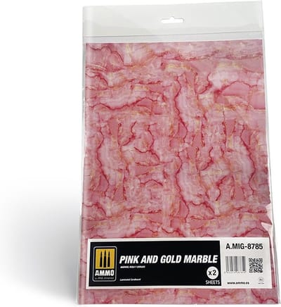 AMMO by Mig Jimenez Modelbouwpakket - MIG 8785 Marble Pink - Gold - Smooth Sheet of Marble - 2pcs Accessoires set - AMMO - Modelbouw