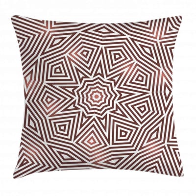 ABAKUHAUS Geometrische kussenhoes – Barok Boho – 50x50 cm, beige/bruin