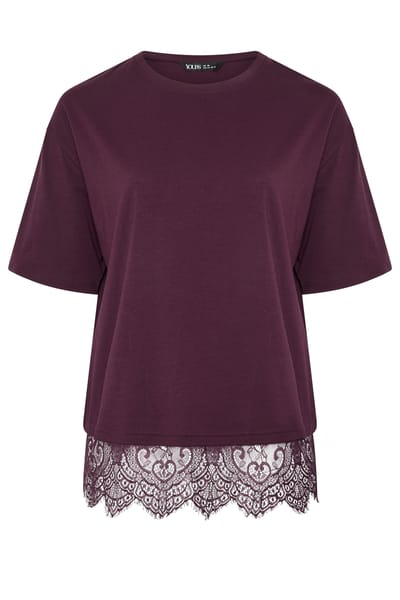 Yours Paars Tshirt Met Kanten Zoom Size 42