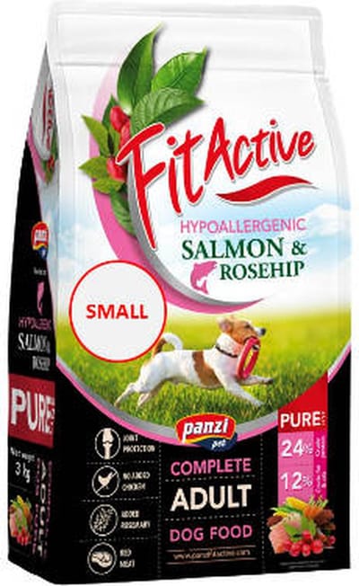 Fit Active Pure Salmon SMALL - Hypoallergeen hondenvoer zonder kip of tarwe - Mono eiwit hondenvoeding - Hondenbrokken met zalm smaak - 3kg