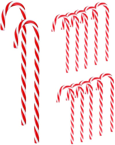 Dailygoods- Candy Canes 12 Stuks - PVC Ornamenten - Kerstdecoratie - Feestelijke Sfeer - Duurzaam - 15 cm Lang