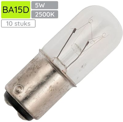 Signaallamp Ba15d 60V 5W - 83 mAh - 10 stuks - T16 Gloeilamp Ø16mm - 45mm - 2500K - Dimbaar