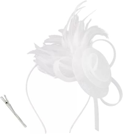 Elegante marineblauwe fascinator met kanten veren, perfect voor bruiloften, tuinfeesten en theekransjes, stijlvol haaraccessoire voor dames