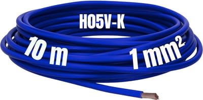 Kalitec 10 meter H05V-K 1 mm² ultramarijn blauwe bedradingskabel I kernkabel flexibel I PVC enkeladerig I meeraderig 1mm2 I bedrading fijnaderig I enkele kabel I kabel massief I schakeldraad