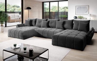 hoekbank domo u- hoeksalon wooneiland velvet antraciet- xl met slaapfunctie en opbergruimte- universele lounge links of rechts