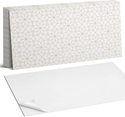 Coloray Plaktegels - Geometrisch bloemenpatroon Wandtegel Zelfklevend - 60 cm x 30 cm - Wit Plaktegels - 6 stuks - Rechthoek PVC Tegels - Plaktegels Keuken - Zelfklevende Vloertegels Badkamer - Vinyl Tegels - Zelfklevende Wandtegels