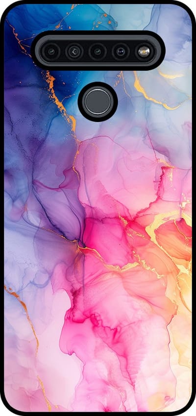 Smartphonica Telefoonhoesje Geschikt voor LG K41S met marmer opdruk - TPU backcover case marble design - Regenboog geschikt voor LG K41S