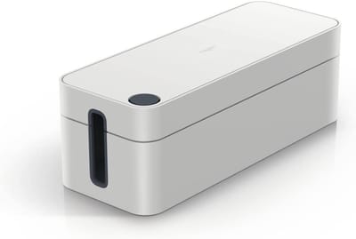 Famanu - Kabelbox - Groot formaat - Met rubberen voetjes - Lichtgrijs - Voor stekkerdozen