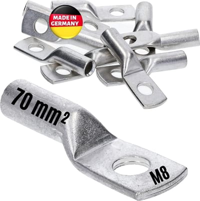 10 stuks Kalitec DR70-8 perskabelschoen 70 mm² M8 I-connector volgens DIN 46235 I Made in Germany