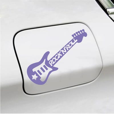 Bumpersticker - Gitaar Rock N Roll - 10,4 X 14,8 - Paars