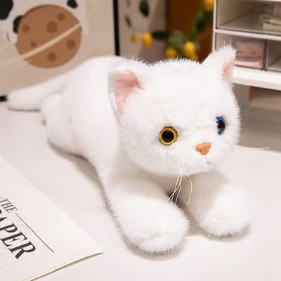 45/55cm Schattige Simulatie Ragdoll Kat Pluche Speelgoed Zacht Gevuld 8 Kleuren Kitten Model Nep Kat Realistische Dieren Meisjes Valentijnsdag 45cm wit