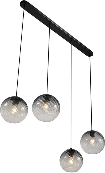 QAZQA bao - Art Deco Hanglamp voor boven de eettafel | in eetkamer - 4 lichts - L 120 cm - Zwart - Woonkamer | Slaapkamer | Keuken