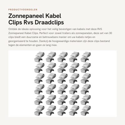Dailygoods- Kabelclips 30 Stuks - Roestvrij Stalen Kabelclips - Duurzaam - Eenvoudig te Installeren - Weerhaken - Nette Lay-out - Draadklemmen