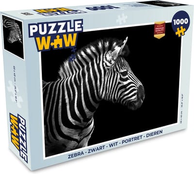 Puzzel Zebra - Zwart - Wit - Portret - Dieren - Legpuzzel - Puzzel 1000 stukjes volwassenen