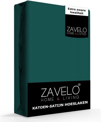 Zavelo Hoeslaken Katoen Satijn Donker Groen - Lits-jumeaux (180x210 cm) - Soepel & Zijdezacht - 100% Katoensatijn