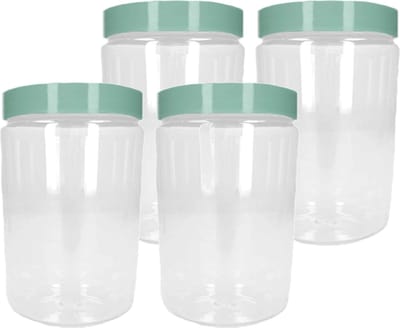 PlasticForte Voorraadpot/bewaarpot - 4x - 375 ml - kunststof - mint groen - B7 x H12 cm