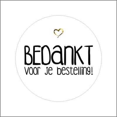 Sluitsticker - Etiketten - Sluitzegel – Bedankt voor je bestelling - Wit / Zwart-Goud - Rond 39 mm - 500 stuks