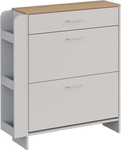 Vicco Movino Schoenenkast – 88.4 x 101.6 cm Met open en gesloten compartimenten Wit/eiken