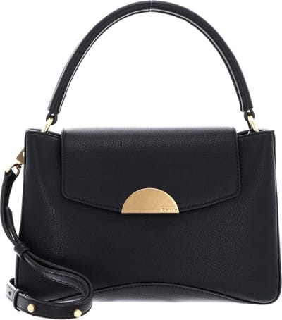 DKNY Leren Schoudertas Handtas Luna Satchel Bag Blk / Gold Zwart