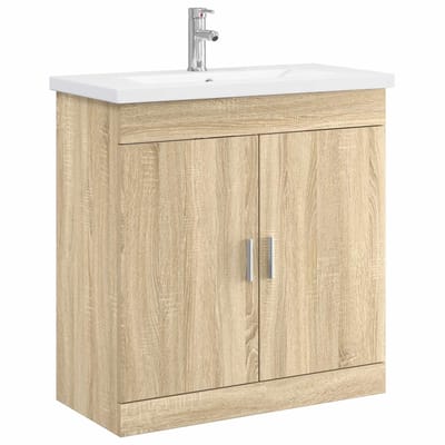 vidaXL - Badkamermeubel - Set - Sonoma - Eiken - 81 - x - 40 - x - 84,5 - cm - Bewerkt - hout