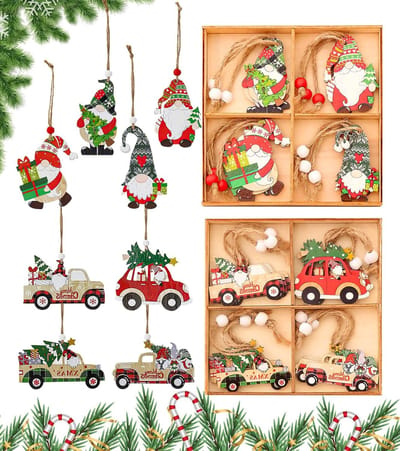 24 Stuks Houten Hangers, Kerst Gnomes, DIY Decoraties voor Kerstboom met Gnome Pop, Versieringen voor Feestdagen en Cadeaus