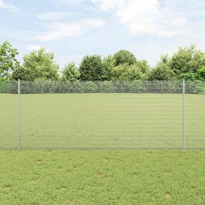 vidaXL - gelast - draadhek - met - palen - 10 - x - 1 - m - Gegalvaniseerd - staal - Mesh
