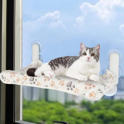 Verstelbare Kattenhangmat voor Raam met Cozy Dekentje en Zuignappen, Geschikt voor Glasramen tot 25 kg, 52 x 30 cm, Ideaal voor Binnengebruik en Comfortabele Rustplek voor Katten