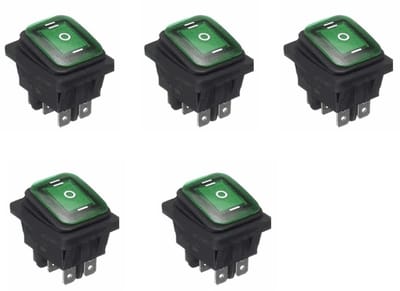 Dailygoody - LED Tuimelschakelaar - Waterdicht - 3 Positie - Groen - Voor Auto Boot Vrachtwagen - 5 Stuks