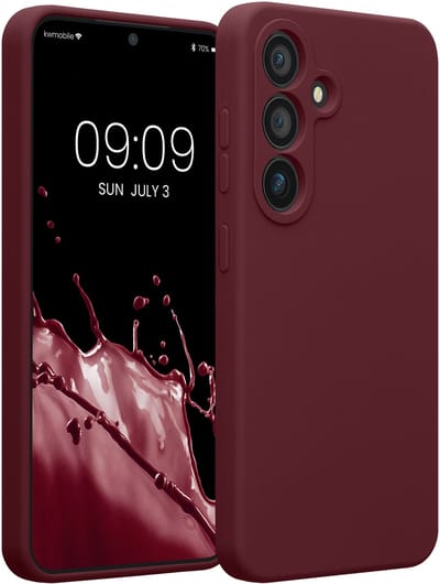 kwmobile telefoonhoesje geschikt voor Samsung Galaxy S25 - TPU backcover met siliconen coating - Smartphone case in bordeaux-violet