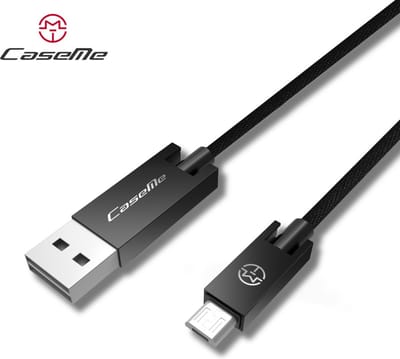 Caseme USB naar Micro USB kabel 1,2 meter - oplaadkabel zwart Android