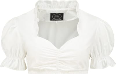 Haus Huberts Dirndl Blouse - Wit - Met Rucheskraag - Dames - Maat 4XL