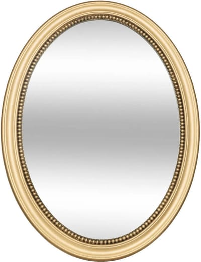 Atmosphera Spiegel/wandspiegel - ovaal - 53 x 40 cm - mdf hout/glas - goud - ornament rand