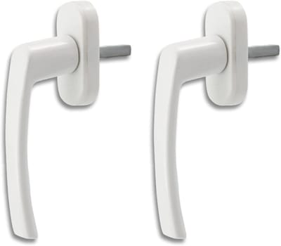 Set van 2 Witte Raamsteunen met Aluminium Handvatten, Vergrendelbare Raamsteunen voor Raam, Balkon en Terrasdeuren