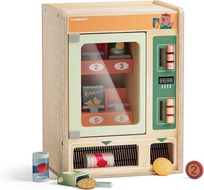 Verkoopautomaat Speelgoed - Winkelautomaat Kids - Rollenspel Leren - Houten Motoriek Speelgoed - 23x15x30 cm