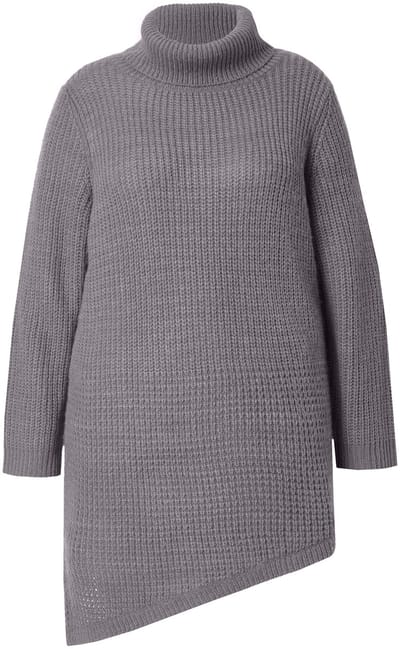 Angel of Style - Dames - Pullover straight fit gestructureerd breisel puntzoom - Loodgrijs - Maat 46+