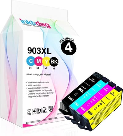 Inktdag inktcartridges voor hp 903 inktcartridges, hp 903xl multipack van 4 kleuren voor HP OfficeJet 6950, P OfficeJet Pro 6860,HP OfficeJet Pro 6960,HP OfficeJet Pro 6970,HP Officejet Pro 6951