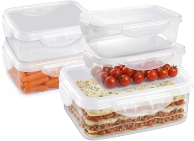 Plasticforte Vershoudbakjes set Classic - 5x stuks - vriezer en magnetron - kunststof - diverse maten - 800-1000-2000 ml