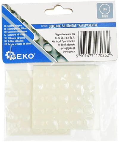 GEKO Siliconen stootdoppen - zelfklevend - geluiddempend - transparant - 8 mm - 50 stuks