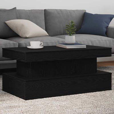 vidaXL - Salontafel - met - LED-verlichting - 90x50x40 - cm - zwart - eiken