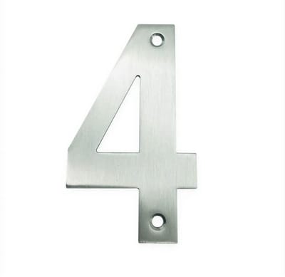 Huisnummer RVS nr. 4 - 10 cm hoog - Modern RVS Huisnummer - Gemakkelijke montage inclusief schroeven