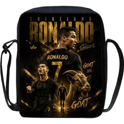 Voetbalster Schooltassen Telefoon Tas Boodschappentas Ronaldo Bedrukt Leren, Reizen Schouder Messenger Tas Handtas Beste Cadeau