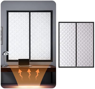 Dailygoods- Vensterisolatie Gordijn - Verstelbaar - Zelfklevend - Geluidsisolatie - Verduistering - Thermische Isolatie (68 x 99 cm) - Isolatiegordijn