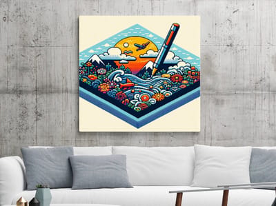 Pixel art relief schilderij | Pixelige reliefkunst: een kunstzinnige verbintenis met digitale creativiteit | Kunst - 30x30 centimeter op Dibond | Foto op Dibond