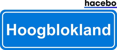 Hacebo - Plaatsnaam Sticker - 29x10 CM - Hoogblokland sticker - Verkeersborden sticker - grappige cadeaus - Hoogblokland