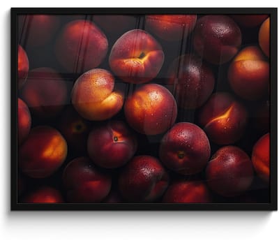 Poster in lijst - Fotolijst 70x50 cm - Posters - Fruit - Close up - Nectarines - Posterlijst zwart - Decoratie - Wanddecoratie woonkamer - Muurdecoratie slaapkamer
