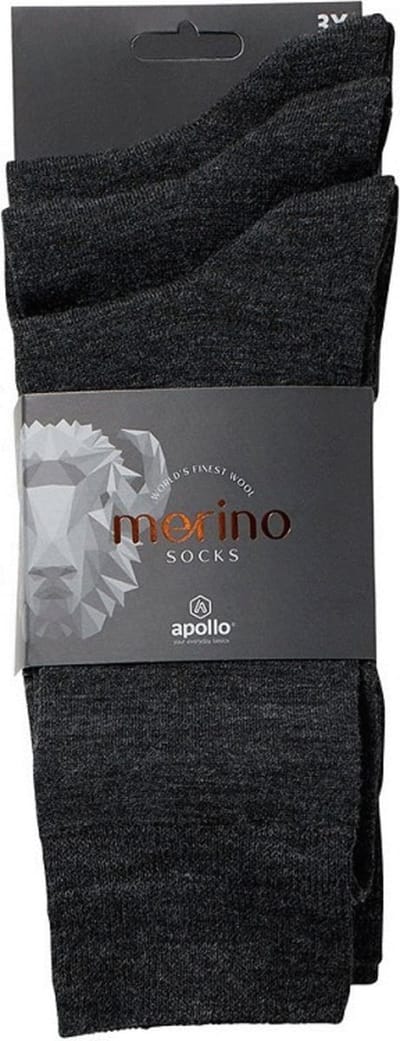 Apollo Sokken Wol 3-Pack Antraciet - Sokken - 39-42