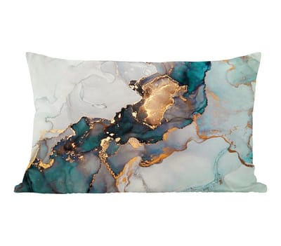 Sierkussens - Kussentjes Woonkamer - 60x40 cm - Blauw - Marmer - Goud