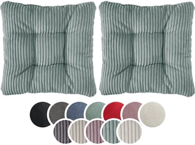 sleepling stoelkussen, 38 x 38 cm, set van 2, ribfluweellook, zachte bekledingsstof, zitkussen in turquoise