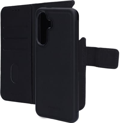 Mobiparts hoesje geschikt voor Samsung Galaxy A56 - Wallet 2-in-1 Boekhoesje - MagSafe - Echt Leder - Uitneembare Case - Sterke Magneet Sluiting - Contactloos betalen - Zwart